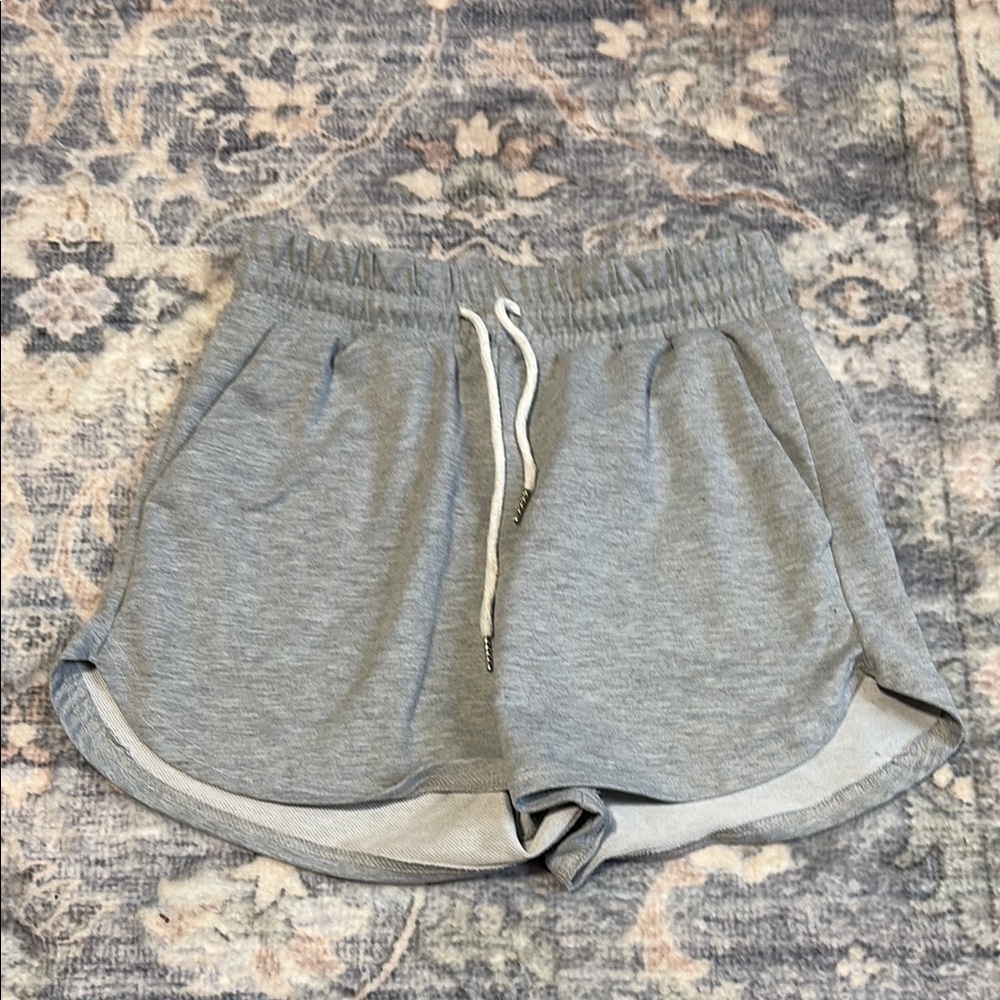 SHEIN Gray Athletic Shorts with Elastic Waistband and Dolphin Hem